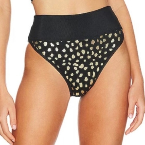 New! Beach Riot Emmy Bottom gold spot black metallic high waisted 24892 - Picture 1 of 8